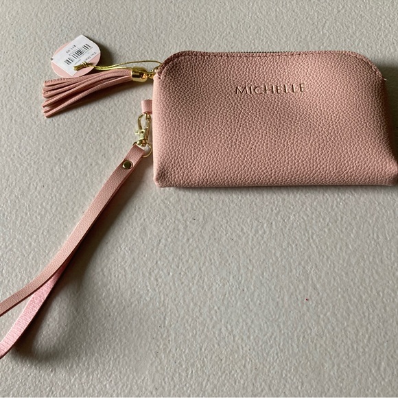 Wallet Small Pink Purse Michelle Engraved New with Tag Zipper Compartment - Picture 1 of 9